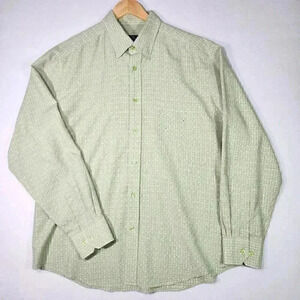 BUGATCHI Men's Dress Shirt XL Long Sleeve Woven Plaid Green